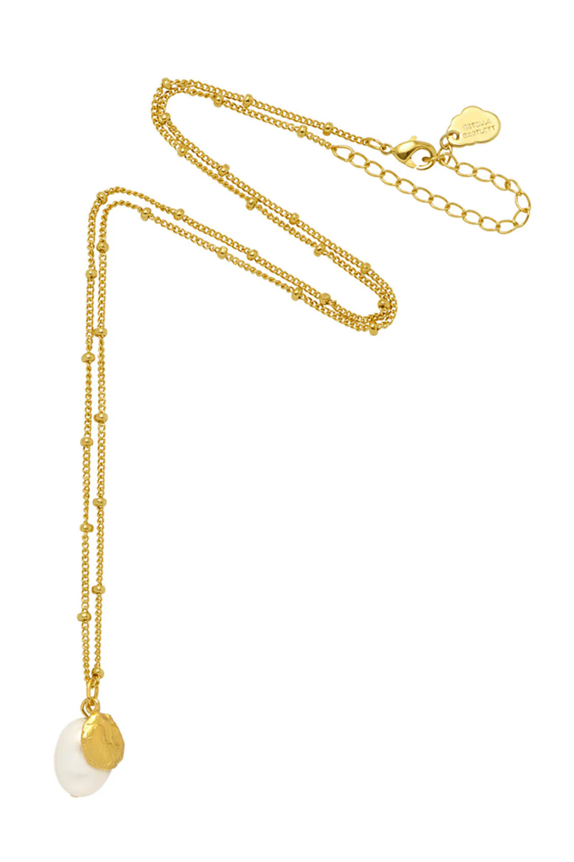 Double Charm Textured Coin and Baroque Pearl Necklace - Image 6