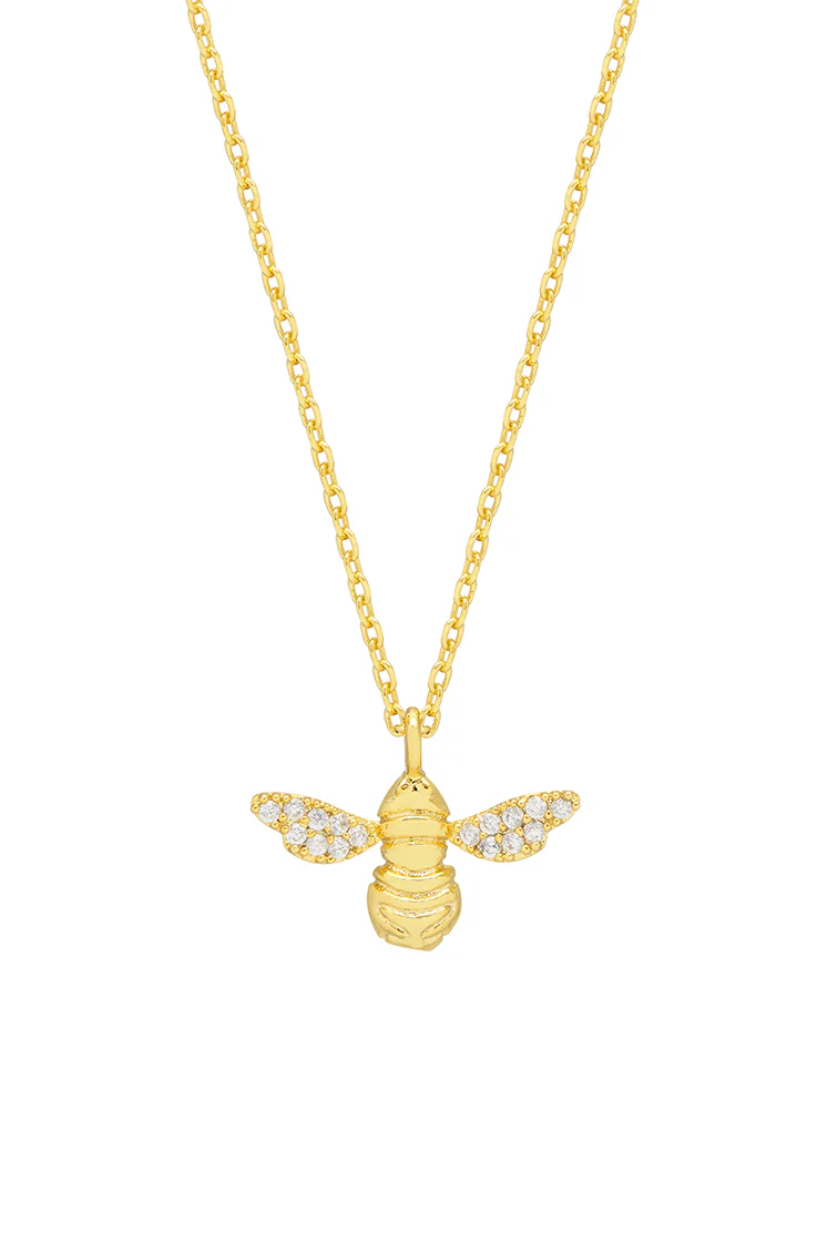 CZ Bee Charm Pendant Necklace - Image 3