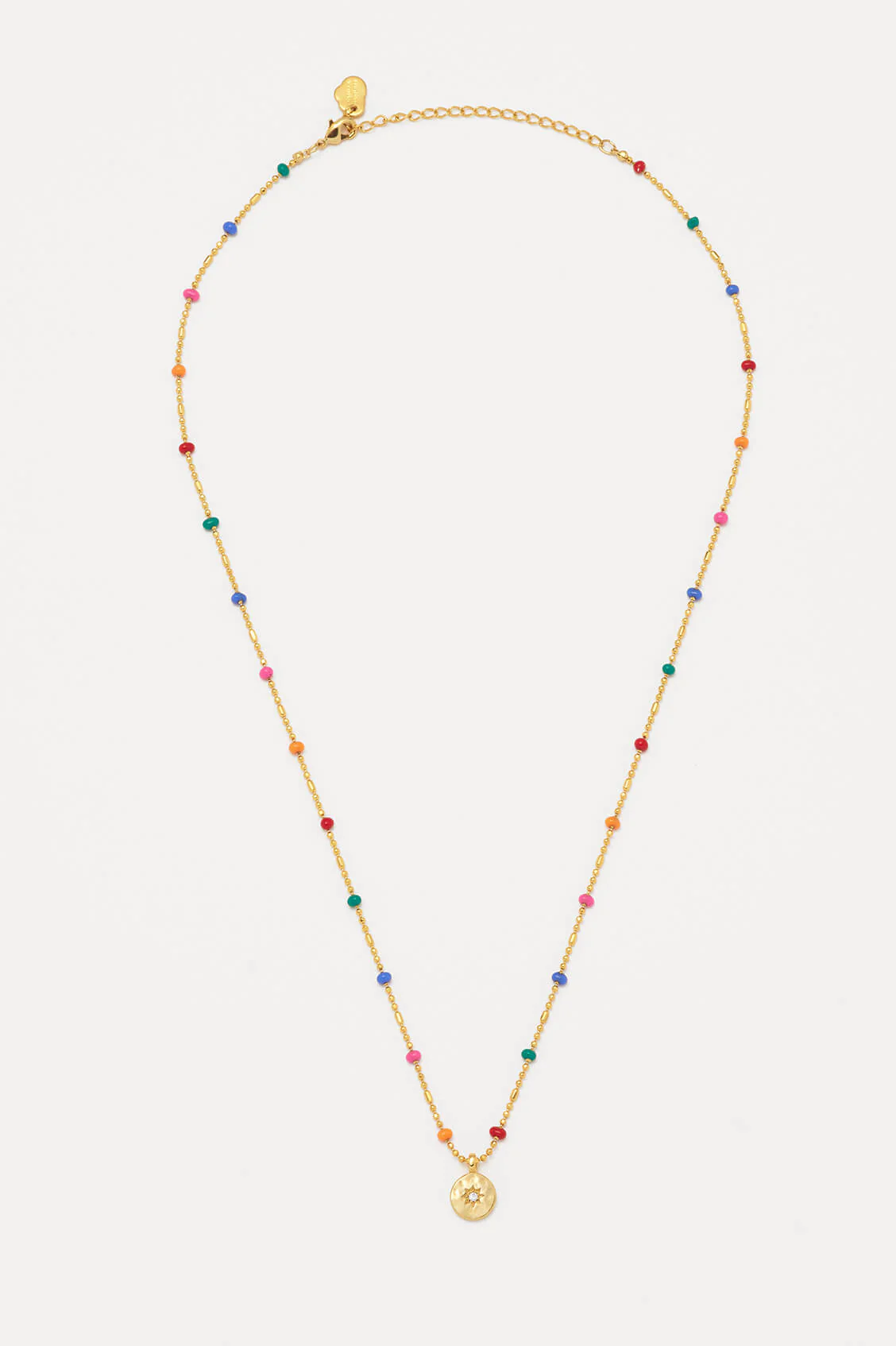 CZ Pendant Rainbow Beaded Necklace - Image 5