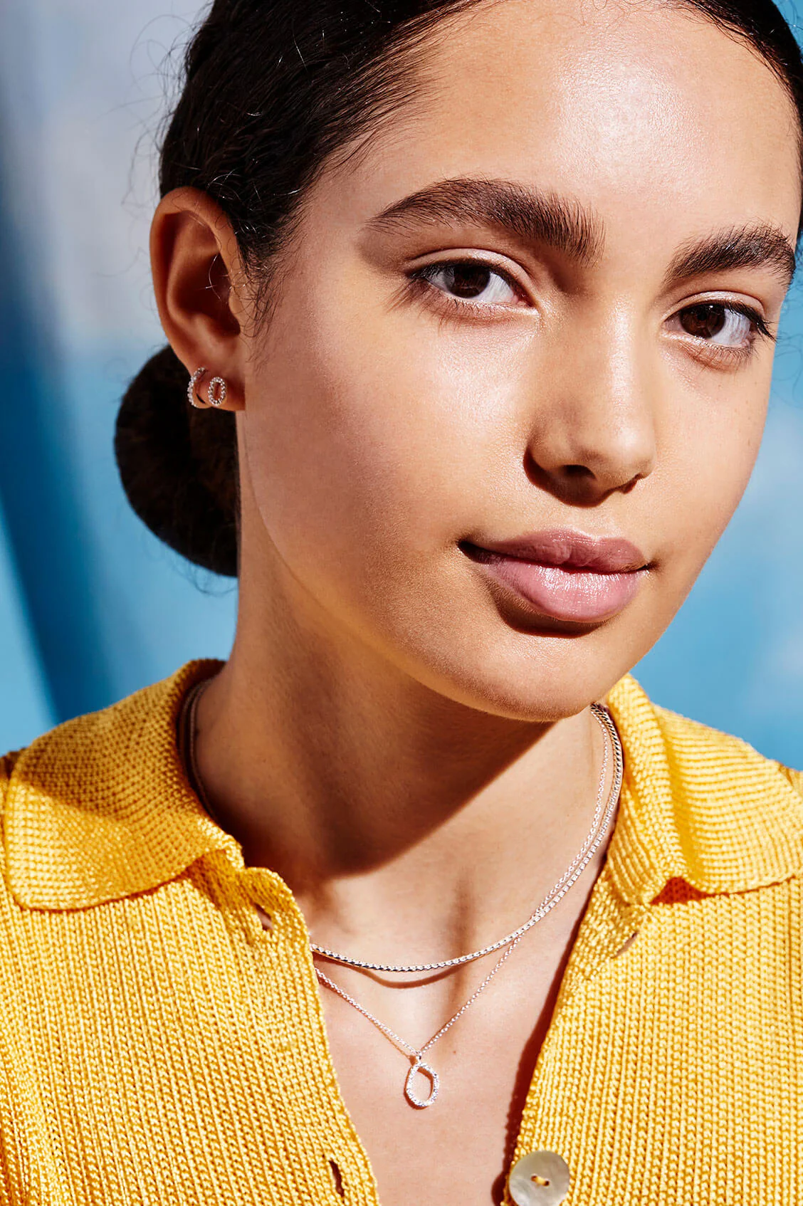 Hoop Earrings with White CZ - Image 11