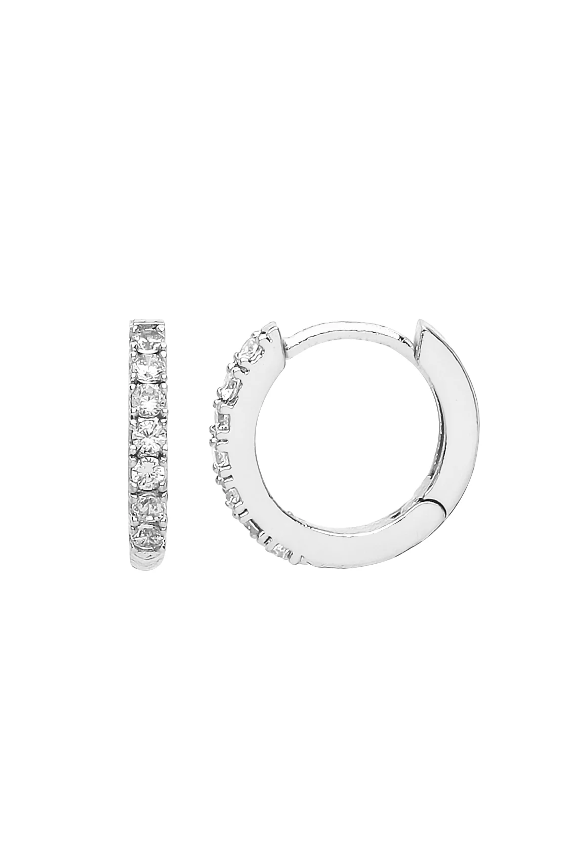 Hoop Earrings with White CZ - Image 3