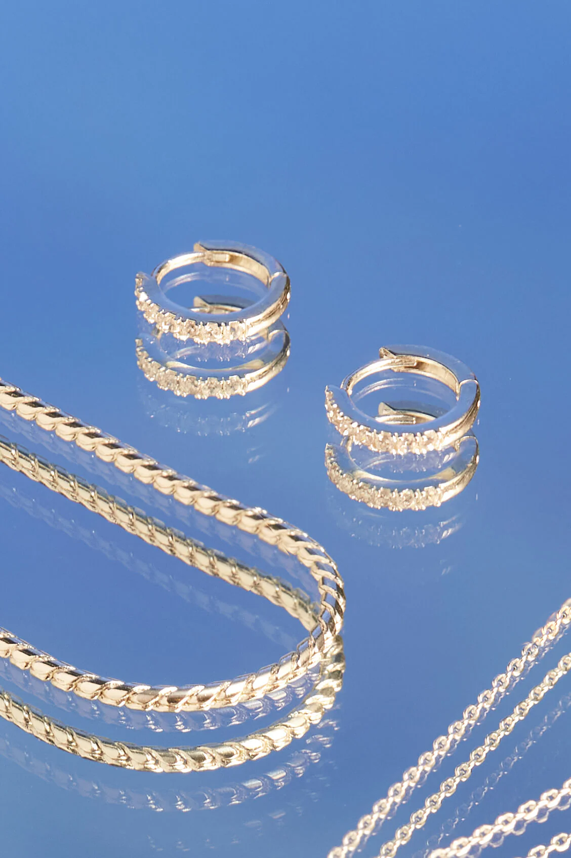 Hoop Earrings with White CZ - Image 4
