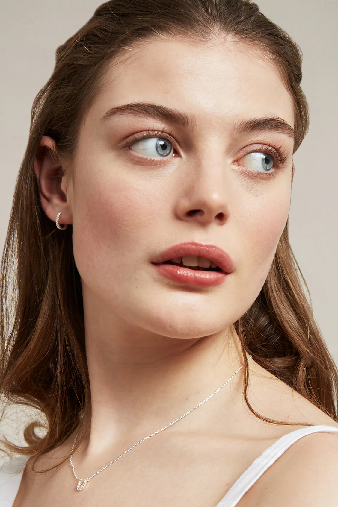 Hoop Earrings with White CZ - Image 7