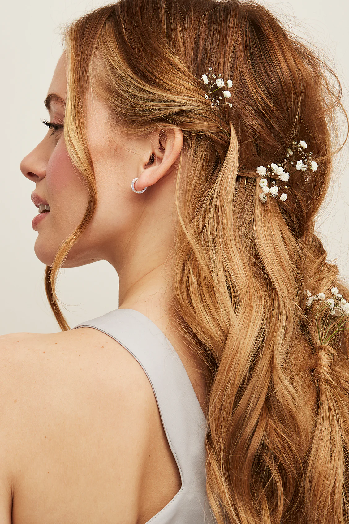 Hoop Earrings with White CZ - Image 9