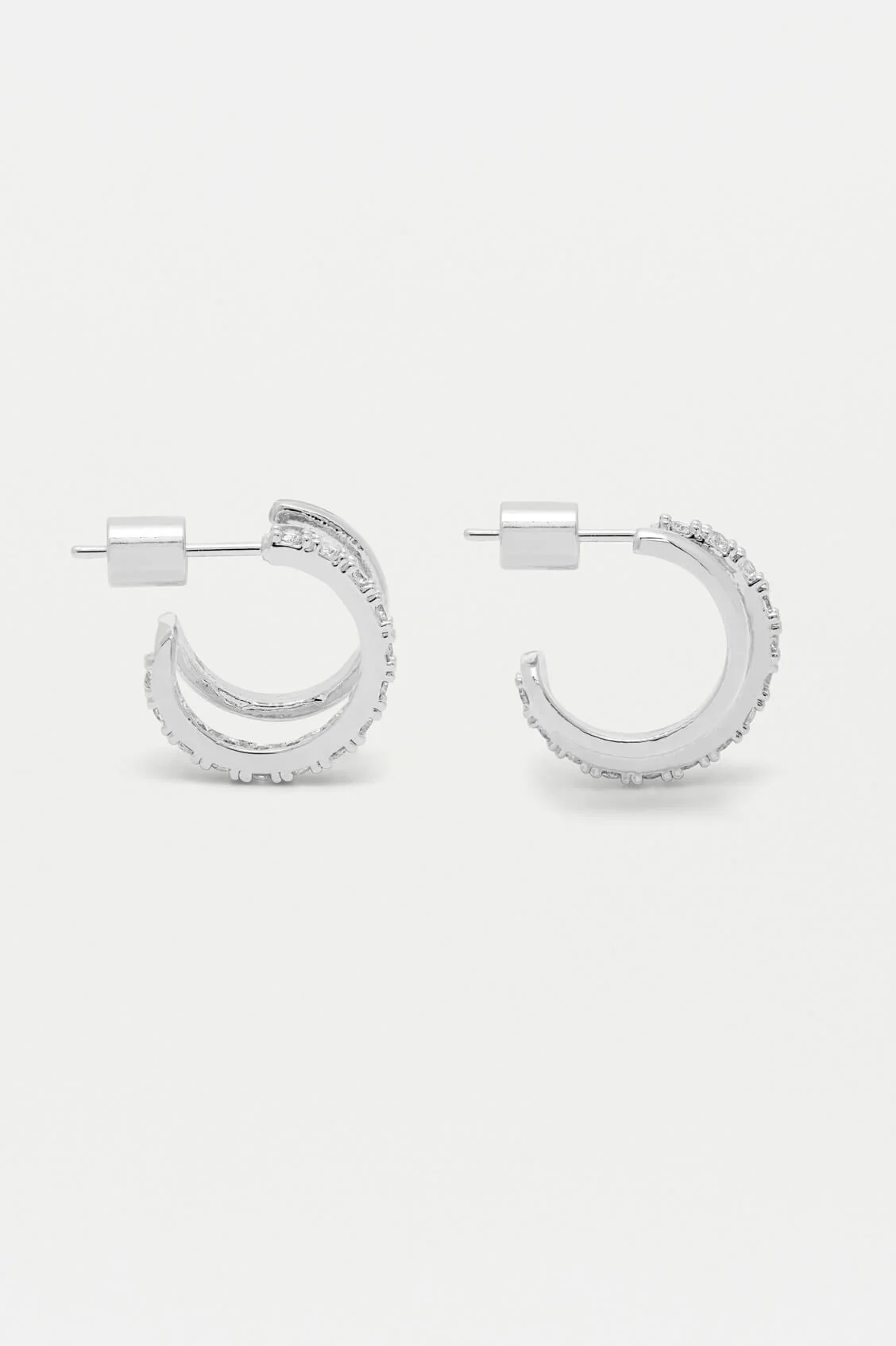 Double Hoop Illusion Pave Earrings - Image 4