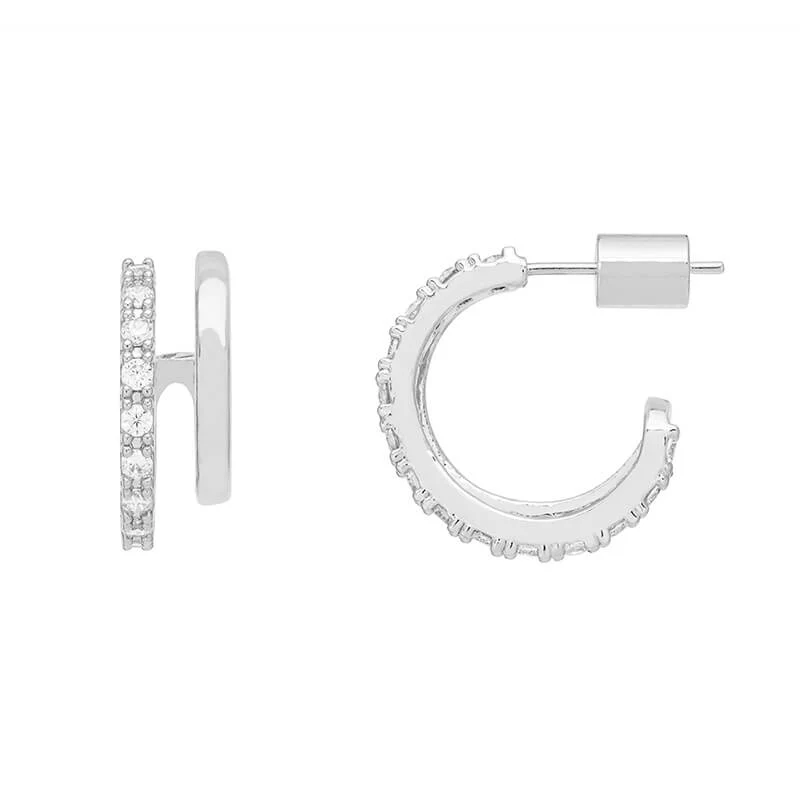 Double Hoop Illusion Pave Earrings - Image 5